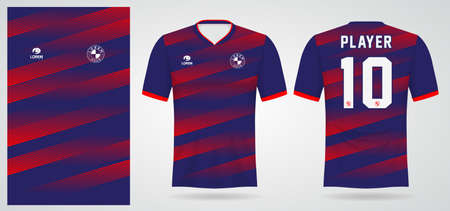 red blue sports jersey template for team uniforms and Soccer t shirt design