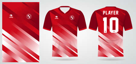 red white sports jersey template for team uniforms and Soccer t shirt designのイラスト素材