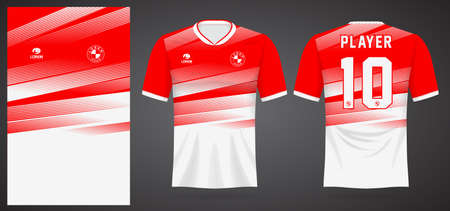 red white sports jersey template for team uniforms and Soccer t shirt designのイラスト素材