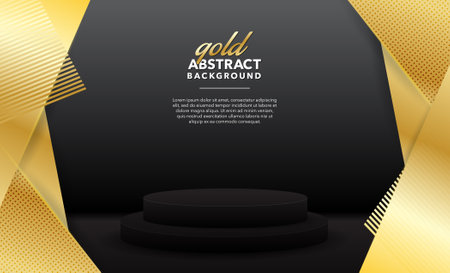 Black and gold background with podium, pedestal or platform. Vector illustrationのイラスト素材