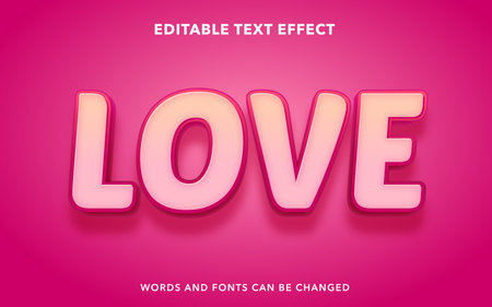Love Text in Pink Color 3d Style. Editable Text Style Effectのイラスト素材