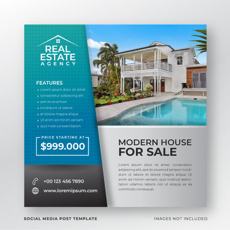 real estate home post template. Real Estate Brochure Flyer design template in A4 sizeのイラスト素材