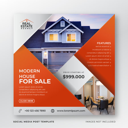 real estate home post template. Real Estate Brochure Flyer design template. Vector illustration.のイラスト素材