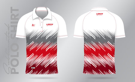 red sublimation Polo Shirt mockup template design for badminton jersey, tennis, soccer, football or sport uniformのイラスト素材