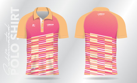 Colored polo shirt template for soccer jersey, football kit or sports uniform. polo shirt for sport uniform in front view and back viewのイラスト素材