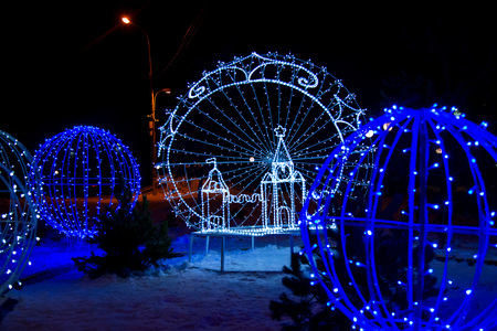 the city light installation at winterの写真素材