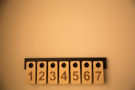 number plates in the dressing roomの写真素材