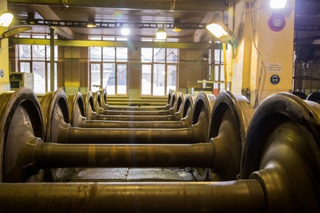 maintenance of the train wheelsの写真素材