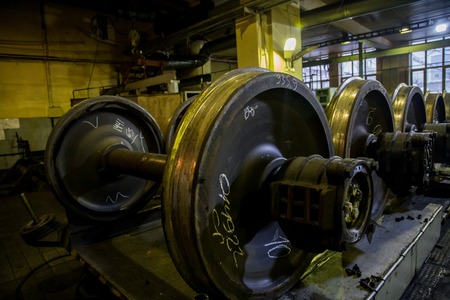 maintenance of the train wheelsの写真素材