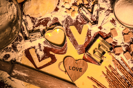 Heart shaped cookies for Valentineの写真素材