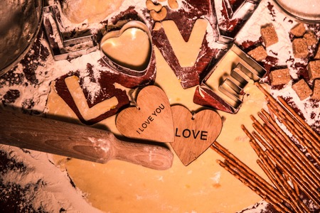 Heart shaped cookies for Valentineの写真素材
