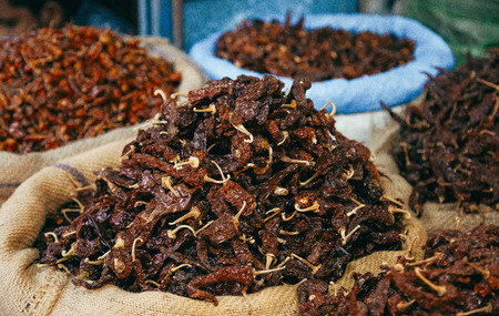 oriental spices in pouches on the market