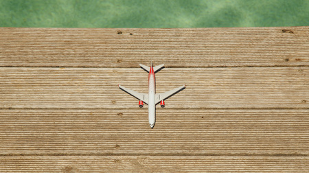 Corfu, Greece June 07, 2018 Rossiya airlines airplane model near the pool