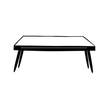 Black and white Office table. Doodle vectorのイラスト素材