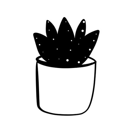 Doodle vector cute flower in a potのイラスト素材