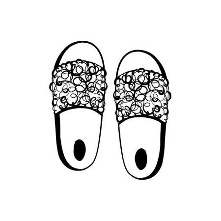 Cute cozy home slippers cartoon style softのイラスト素材
