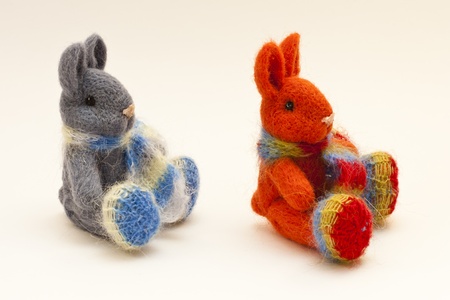 Lovely rabbit toy knitted sweaterの写真素材
