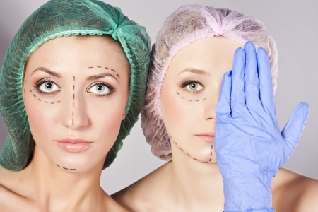 Beautiful young woman with perforation linesの写真素材