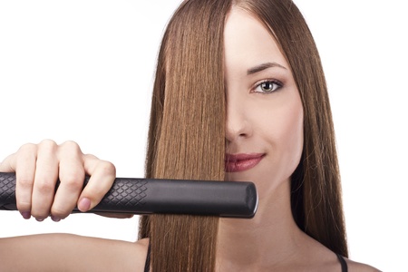 Beautiful young smiling woman with long hairの写真素材