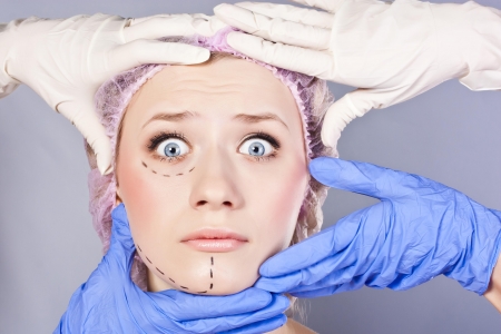 Face, before plastic surgery operationの写真素材