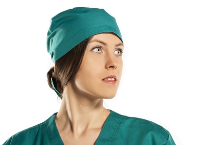 portrait of surgeon  woman looking into the distanceの写真素材