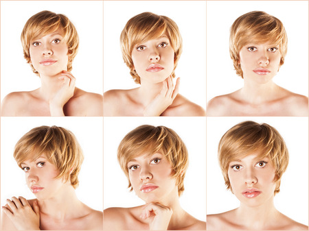 collage of beautiful woman. perfect clean skinの写真素材