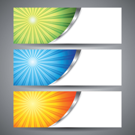 Abstract vivid sun burst banner background set for your message. vector illustrationのイラスト素材