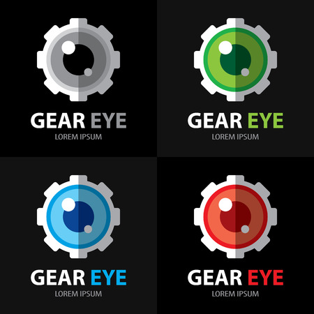 Gear eye symbol icon set. Vectorのイラスト素材