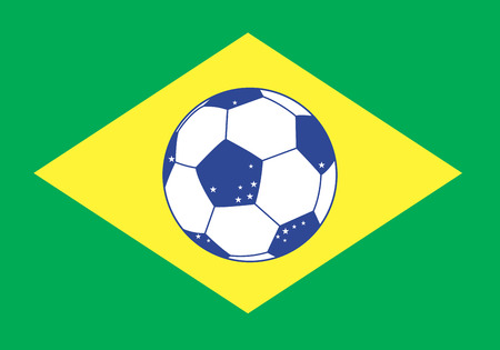 Soccer ball on yellow and green background. のイラスト素材