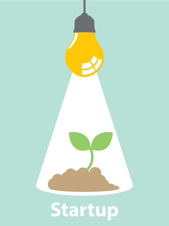 Green sprout growing from idea  Business grow and startup concept  Vector illustrationのイラスト素材
