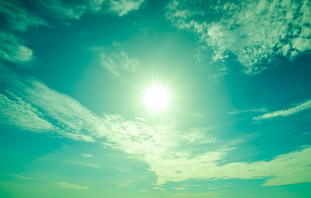 Sun with skies and cloud. Vintage styleの写真素材