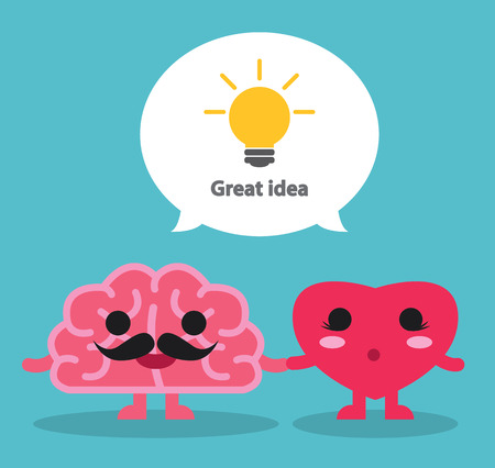Great Idea from brain and heart. Vector illustration. Creative conceptのイラスト素材