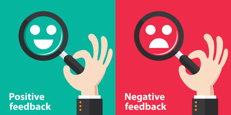 Positive and Negative feedback concept background. Vector illustration. Minimal and flat design