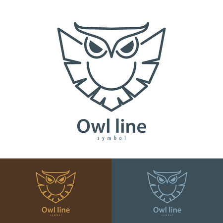 Owl line symbol icon. Vector illustration, template design with business cardのイラスト素材