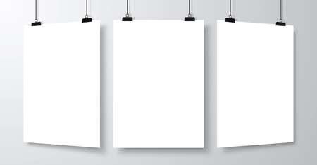 Set of blank empty poster mockup template with shadow. Vector illustrationのイラスト素材