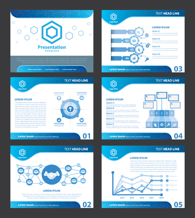 Abstract Blue presentation templates. Vector illustration. Cover flat layout of  infographic elements design set for brochure, flyer, leaflet, marketing, advertisingのイラスト素材