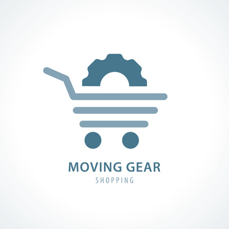 Moving Gear shopping symbol icon design. Vector illustration, Logo template design.のイラスト素材