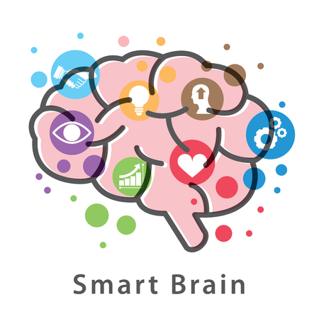 Smart Brain symbol icon design isolated on white background.のイラスト素材