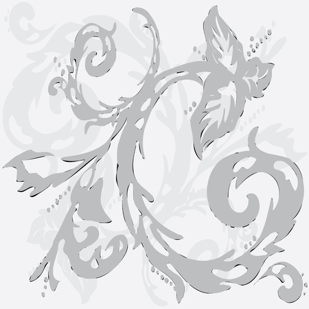 abstract background gray curls element decor floralのイラスト素材
