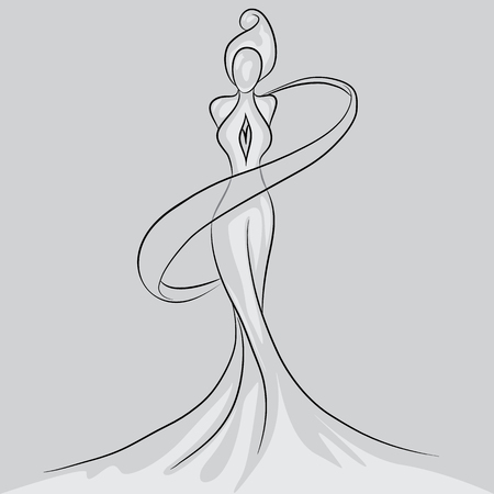 Statuette of a girl silhouetteのイラスト素材