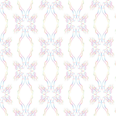 There are two female decorative silhouettes danceの写真素材