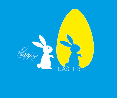 Cute pink Easter Bunny hugged red colored egg decorated with ornaments isolated on a white background. illustration for holiday greeting.の写真素材