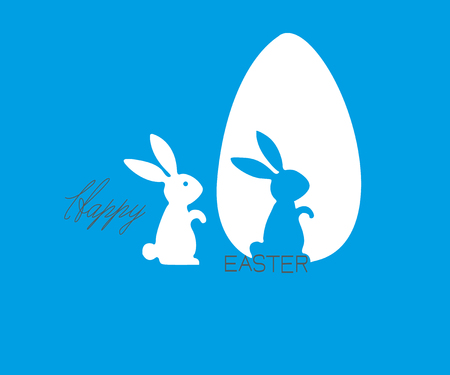 Cute Cartoon Bunny Rabbit Easter Spring White Blue  Imageの写真素材