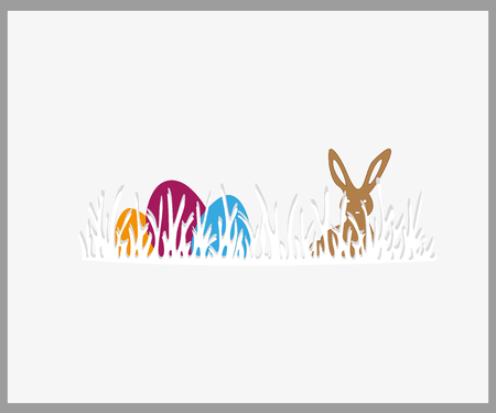 Vector background for Easter. Template. Rabbit ears sticking out of the grass .のイラスト素材