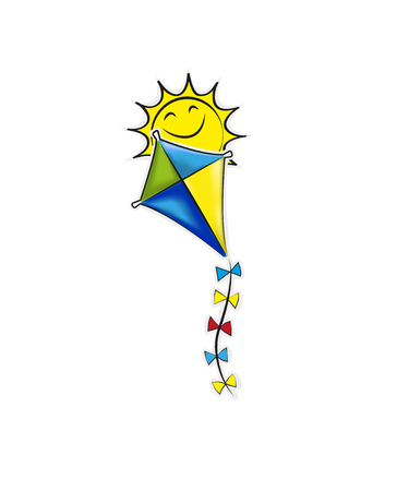 Travel Logo kite and bright sun summer, cloud, blue,の写真素材