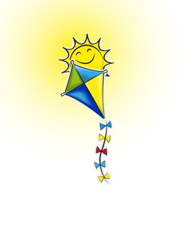 Artistic background Summer kite and bright sunの写真素材