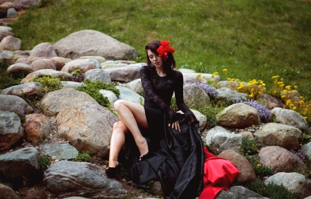 Fierce girl with long legsの写真素材