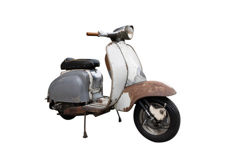scooter Vintage and Classic Motorcycles ,scooter on white backgroundの写真素材