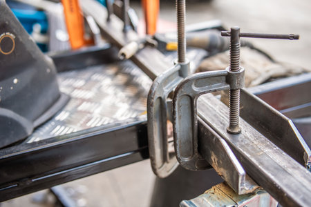 C-Clamps for Metal Working in work shop,selective focus