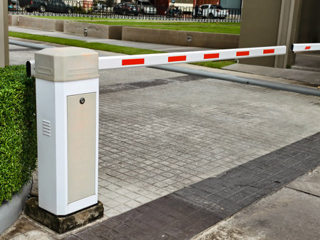 Automatic Barrier Gate , Security system for building and car entrance vehicle barrier ,selective focusの写真素材